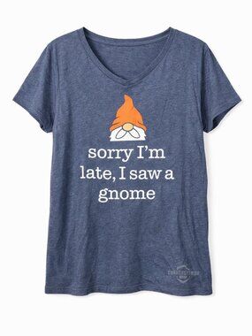 Instant Message Navy Heather Graphic T-Shirt "Sorry I'm Late" XL